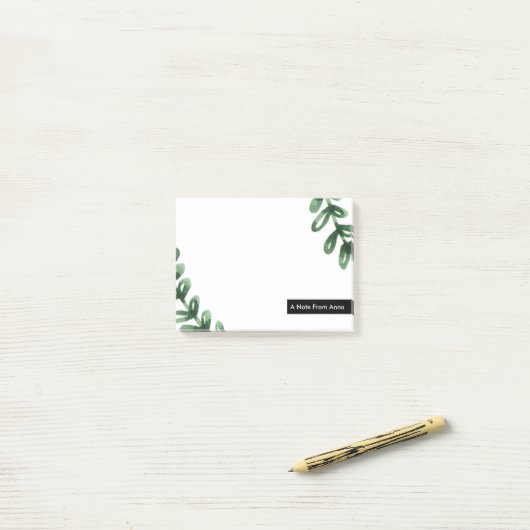 Waterverf Laurel Wreath Persoonlijk Post-it® Notes (Op bureau)