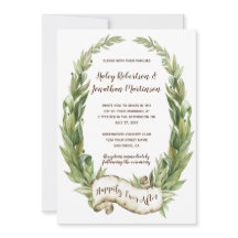 Waterverf Laurel Wreath Scroll Banner Wedding