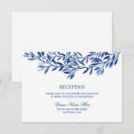 Waterverf Laurel Wreath Wedding Reception Kaart (Voorkant / Achterkant)