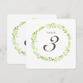 Waterverf Laurier Tafel Nummer Vierkant kaart (Voorkant / Achterkant)