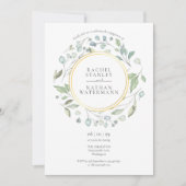 Waterverf Lauwerkrans Gouden Verlovingsfeest Kaart (Voorkant)