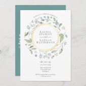 Waterverf Lauwerkrans Gouden Verlovingsfeest Kaart (Voorkant / Achterkant)