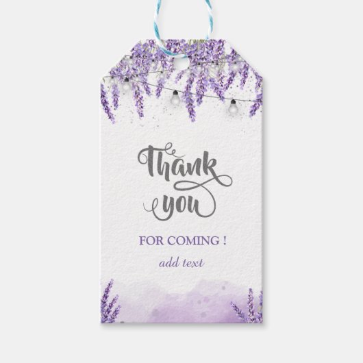 Waterverf Lavander String Lights Cadeaulabel (Voorkant)