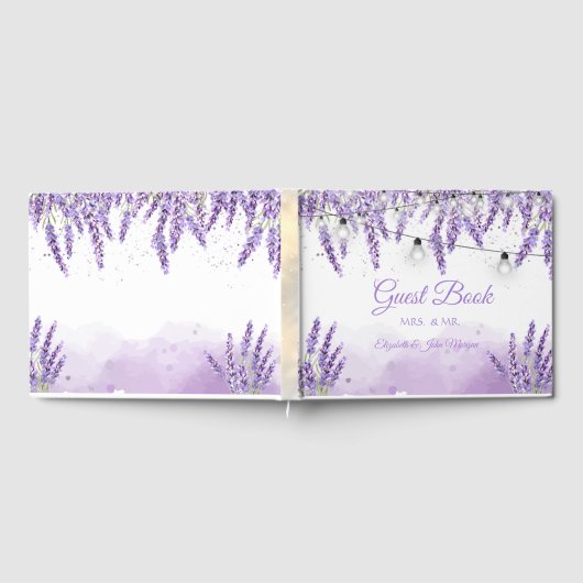 Waterverf Lavander String Lights Gastenboek (Volledig)