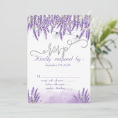 Waterverf Lavander String Lights Invitation Kaart (Staand voorkant)
