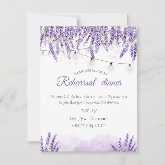 Waterverf Lavander String LightsRehearsal Kaart (Voorkant)