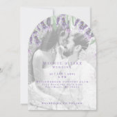 Waterverf Lavendel B/W Foto Boogschutter bruiloft Kaart (Voorkant)