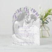 Waterverf Lavendel B/W Foto Boogschutter bruiloft Kaart (Staand voorkant)