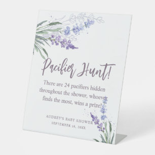 Waterverf Lavendel Baby Shower Fopspeen Jacht Spel Reclamebord Met Voetstuk