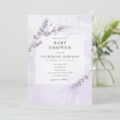 Waterverf lavendel baby shower kaart