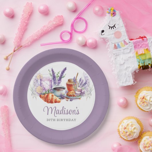 Waterverf Lavendel Birthday Brunch Custom Papieren Bordje (Feest)