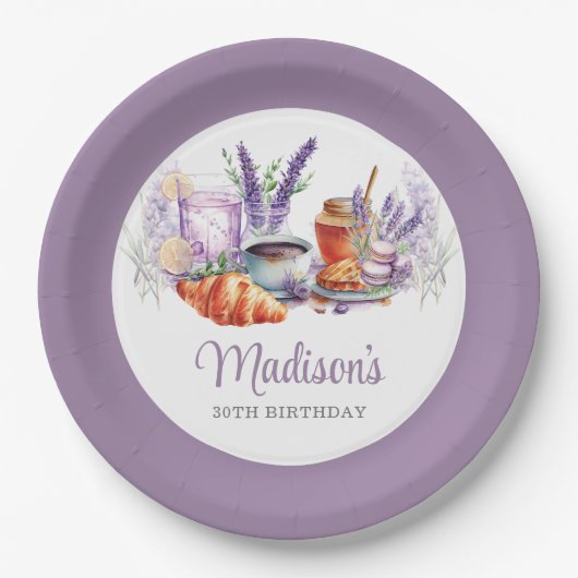 Waterverf Lavendel Birthday Brunch Custom Papieren Bordje (Voorkant)