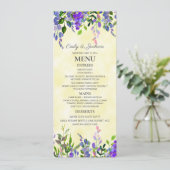 Waterverf Lavendel Bloem Geel Bruiloft Menu (Staand voorkant)