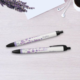 Waterverf Lavendel Bloem Monogram Merk Pen