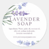 Waterverf Lavendel Bloem Zeep Ronde Sticker (Voorkant)