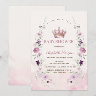 Waterverf Lavendel Bloemboog Kroon Baby Shower Kaart