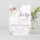 Waterverf Lavendel Bloemen 60e 60s Verjaardag Kaart (Staand voorkant)