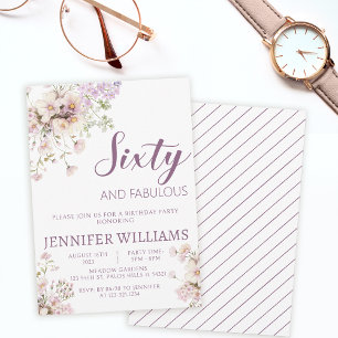 Waterverf Lavendel Bloemen 60e 60s Verjaardag Kaart