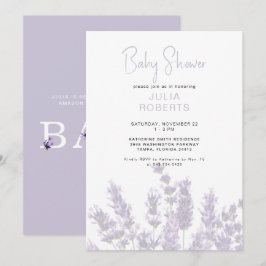 Waterverf Lavendel Bloemen Baby shower II Kaart