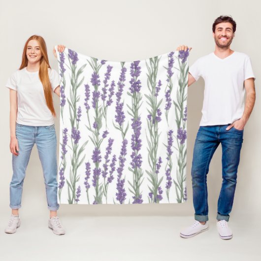 Waterverf Lavendel Bloemen Fleece Deken (In situ)