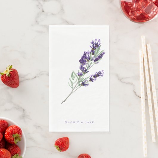 Waterverf Lavendel Bloemen Gepersonaliseerde bruil Servet (Insitu)
