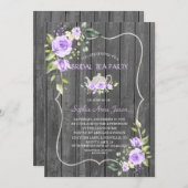 Waterverf Lavendel Bloemen Houten Bruilofts Theepa Kaart (Voorkant / Achterkant)