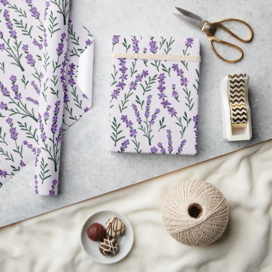 Waterverf Lavendel Bloemen Inpakpapier (Crafts)