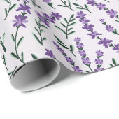 Waterverf Lavendel Bloemen Inpakpapier (Rol Hoek)
