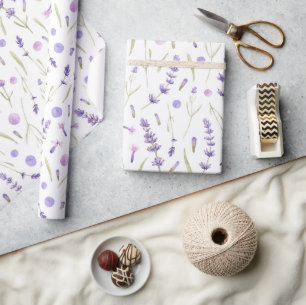 Waterverf Lavendel Bloemen Inpakpapier