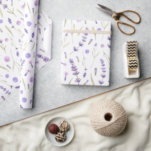 Waterverf Lavendel Bloemen Inpakpapier (Crafts)