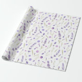 Waterverf Lavendel Bloemen Inpakpapier (Uitgerold)