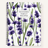 Waterverf Lavendel Bloemen Kookboek Familie Recept Notitieboek (Voorkant)