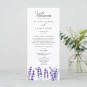 Waterverf Lavendel Bloemen Lente Bruiloft Programmakaart (Staand voorkant)