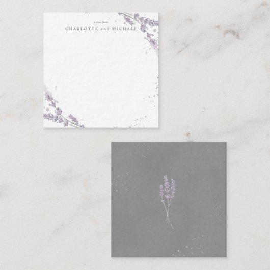 Waterverf lavendel bloemen notitiekaartje (Voorkant / Achterkant)