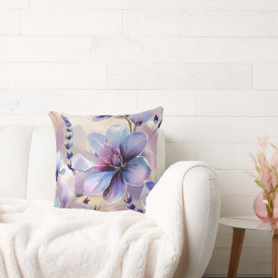 Waterverf Lavendel Bloemen Patroon Worp Kussen