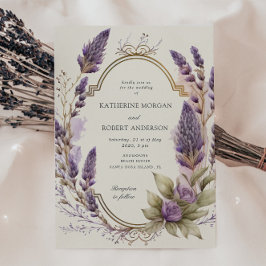 Waterverf Lavendel Bloemen Regal Bruiloft Kaart