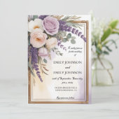 Waterverf Lavendel Bloemen Regal Bruiloft Kaart (Staand voorkant)