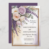 Waterverf Lavendel Bloemen Regal Bruiloft Kaart (Voorkant / Achterkant)