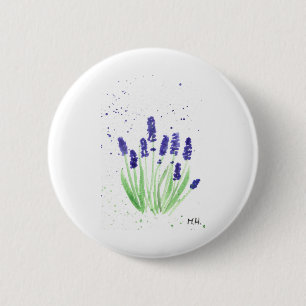 Waterverf lavendel bloemen ronde button 5,7 cm