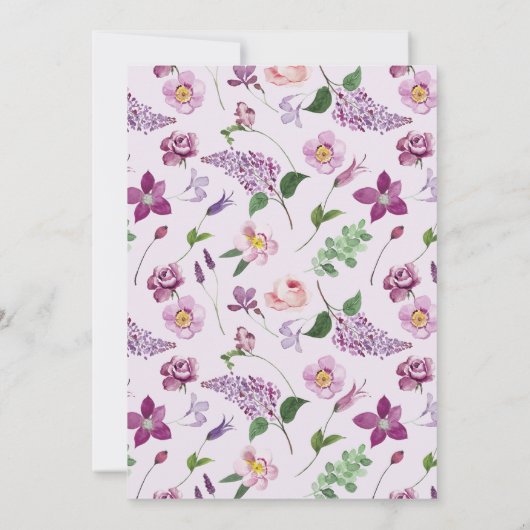 Waterverf Lavendel bloemenbruiloft Kaart (Achterkant)