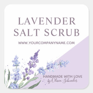 Waterverf Lavendel Bloemensalt Scrub Vierkante Sticker