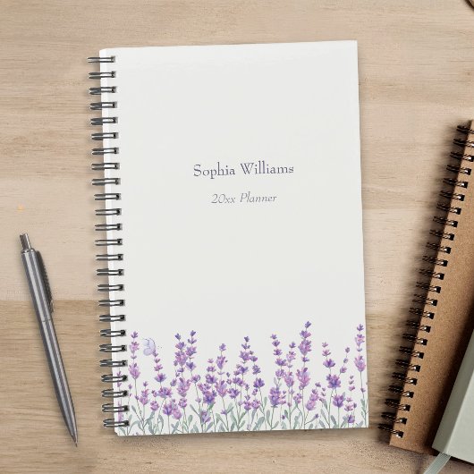 Waterverf Lavendel Bloemig Paarse Rand Planner