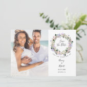 Waterverf Lavendel Bloemige Elegante Script Foto Save The Date (Staand voorkant)