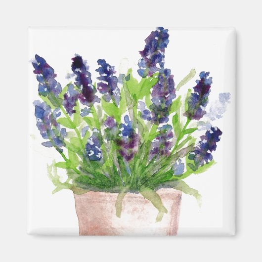 Waterverf Lavendel Bloemstuk Magneet (Voorkant)