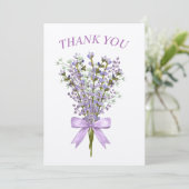 Waterverf lavendel boeket dank u bedankkaart (Staand voorkant)