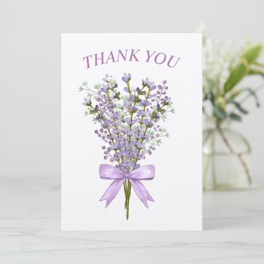Waterverf lavendel boeket dank u bedankkaart (Staand voorkant)