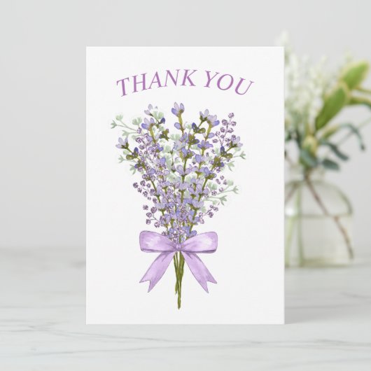 Waterverf lavendel boeket dank u bedankkaart (Staand voorkant)