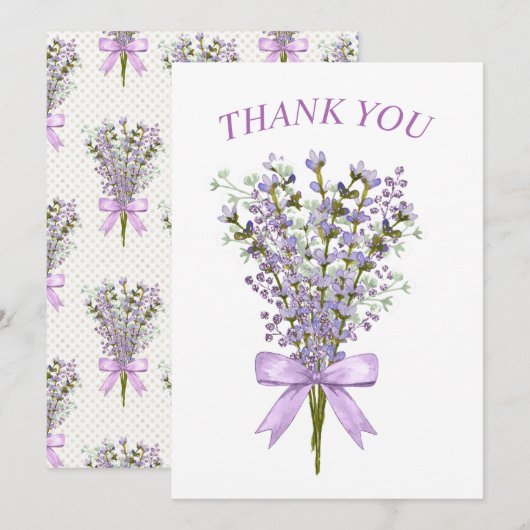 Waterverf lavendel boeket dank u bedankkaart (Voorkant / Achterkant)