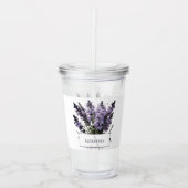 Waterverf lavendel boeket gepersonaliseerd acryl drinkbeker (Voorkant)