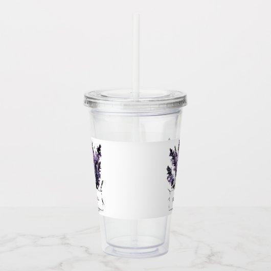 Waterverf lavendel boeket gepersonaliseerd acryl drinkbeker (Rechts)